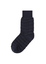 The IM MEN FORMAL WAVE SOCKS feature a single black elastic sock with ribbed texture, displayed against a plain white background. - NAVY （no.75）