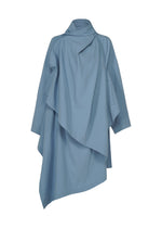 The IM MEN COMFORT COTTON jacket is a light blue, long-sleeve piece featuring an asymmetrical, draped design with overlapping fabric layers and an irregular cut. Crafted from high-twist organic cotton, it is displayed on a plain white background and offers versatile styling for any occasion. - SAXE BLUE （no.78）