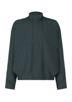 The FLUENT jacket by IM MEN is a dark green, lightweight, breathable piece with long sleeves, high collar, front zipper with flap, two vertical side pockets, and a slightly loose cropped fit—combining comfort and style for any occasion. - DARK GREEN （no.63）