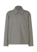 The SUAVE shirt by IM MEN is a plain, long-sleeved, light gray button-up with a pointed collar and single chest pocket, featuring a sleek silhouette against a white background.