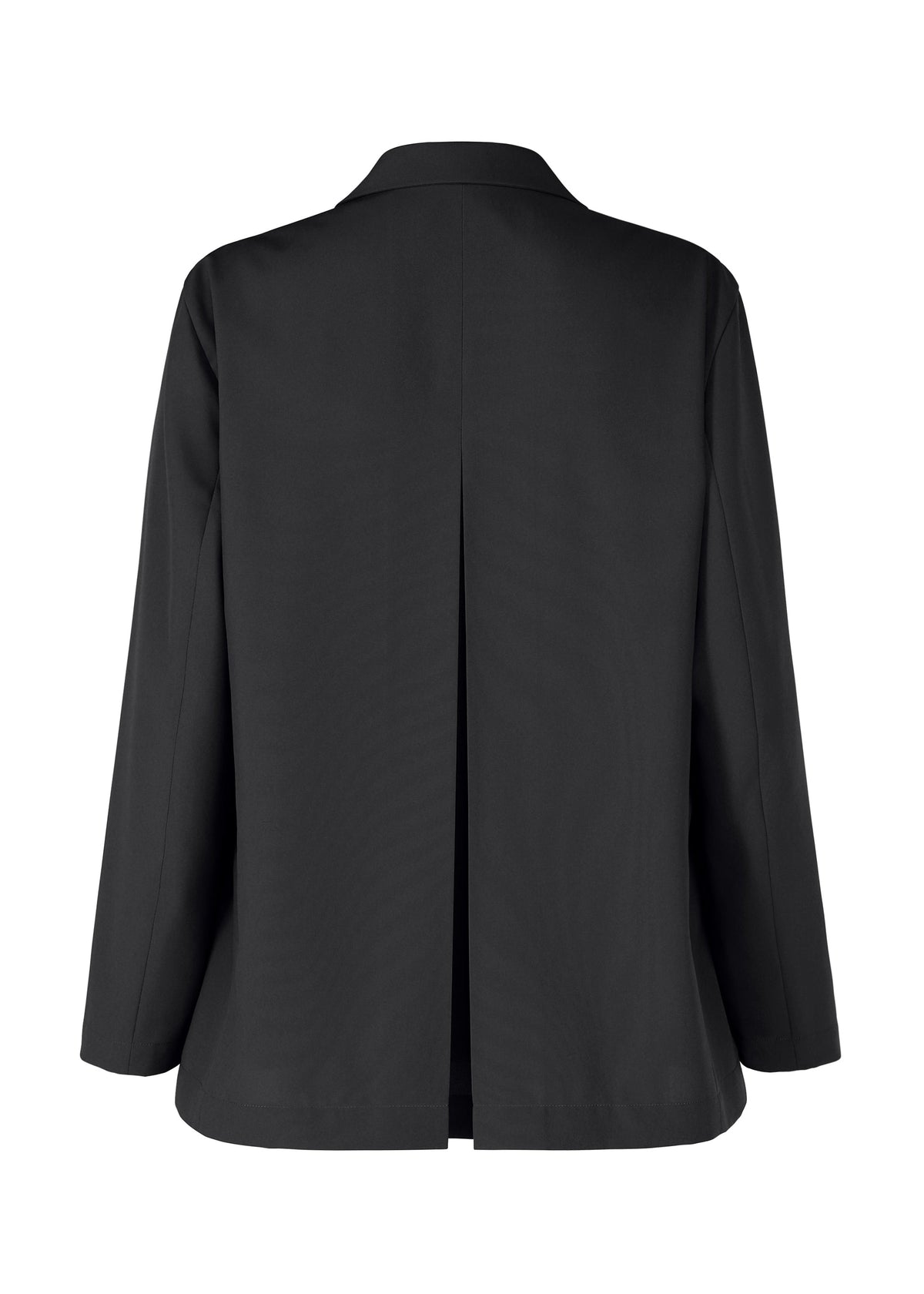 WINGS BLACK by IM MEN shown from the back, features a loose silhouette, long sleeves, a collar, and a central back vent for movement and style. view 2 of 8