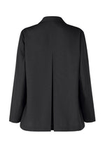 WINGS BLACK by IM MEN shown from the back, features a loose silhouette, long sleeves, a collar, and a central back vent for movement and style.