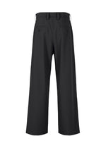 Back view of IM MEN WINGS BLACK wide pants with a loose fit, belt loops, and two buttoned back pockets.
