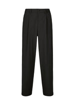 The COMFORT COTTON trousers by IM MEN are black, straight-leg pants made from high-twist organic cotton for a smooth feel. Designed with belt loops, a button and zipper closure, and two front pleats, these loose-fit pants are shown against a white background. - BLACK （no.15）