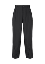The FLUENT pants by IM MEN are black, high-waisted, straight-leg, wrinkle-resistant with a pleated front and side pockets, shown against a white background. - BLACK （no.15）
