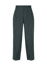 IM MEN’s FLUENT trousers feature a high waist, belt loops, front pleats, and curved seam details near the hem. These dark green, wrinkle-resistant straight-leg pants offer a button and zip closure for easy wear. - DARK GREEN （no.63）