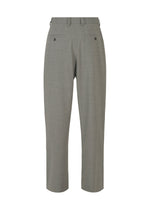 The IM MEN SUAVE gray wool blend pants feature belt loops, two buttoned back pockets, and a straight leg cut for a breathable, lightweight feel, shown against a white background.