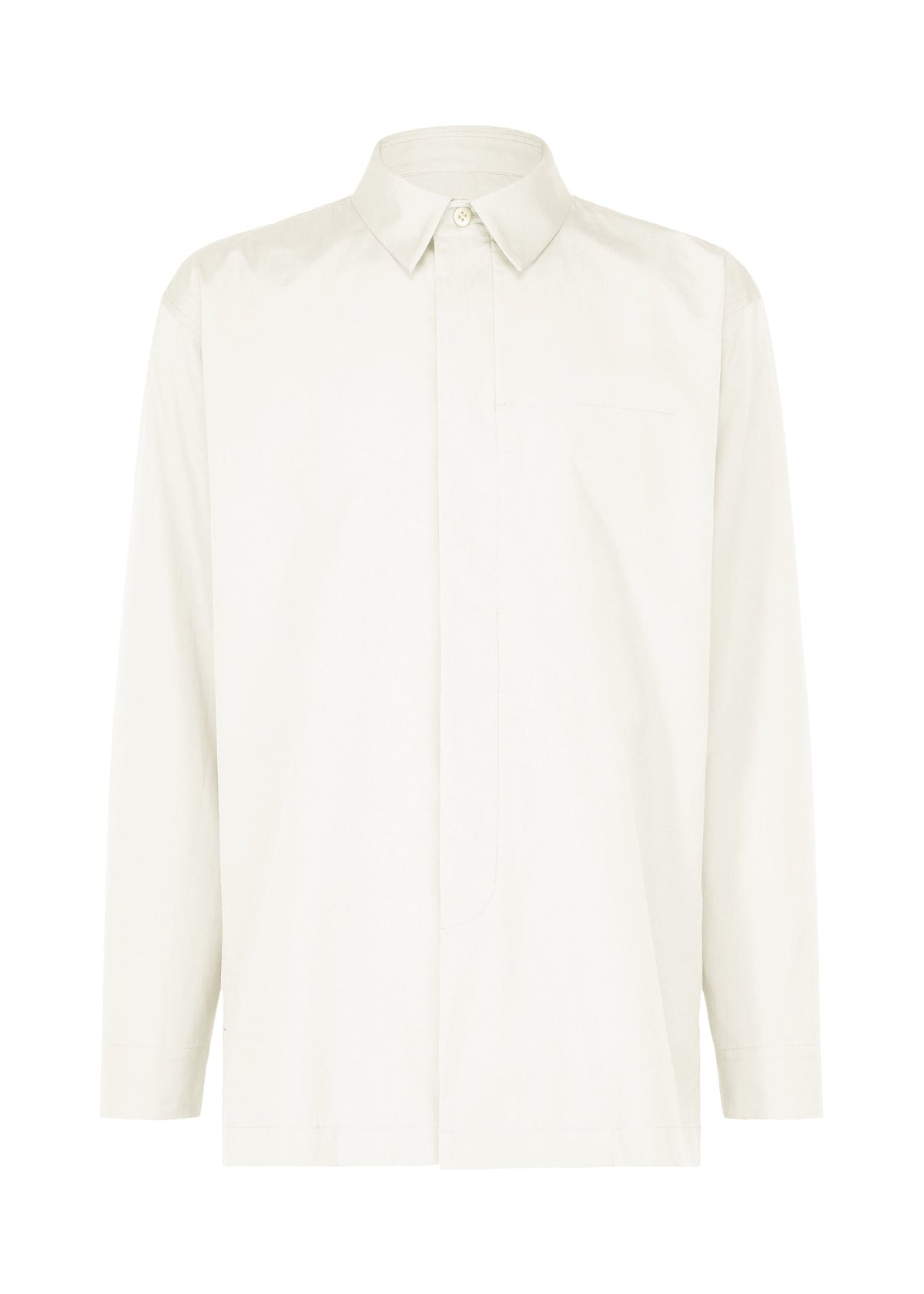 The IM MEN 140/2 SHIRT is a plain, long-sleeved shirt crafted from premium 140s cotton, featuring a regular collar and button-up front, shown against a white background. view 1 of 9