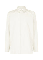 The IM MEN 140/2 SHIRT is a plain, long-sleeved shirt crafted from premium 140s cotton, featuring a regular collar and button-up front, shown against a white background. - WHITE （no.01）