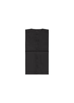 The IM MEN COMPACT SHIRT is a sleeveless black button-down, crafted from lightweight fabric, shown laid flat on a white background with visible buttons and collar.