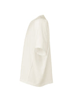 Side view of the IM MEN TURN T-shirt in off-white, shown on a white background. This plain short-sleeve jersey features no logos or patterns, emphasizing its clean look and subtle three-dimensional design.