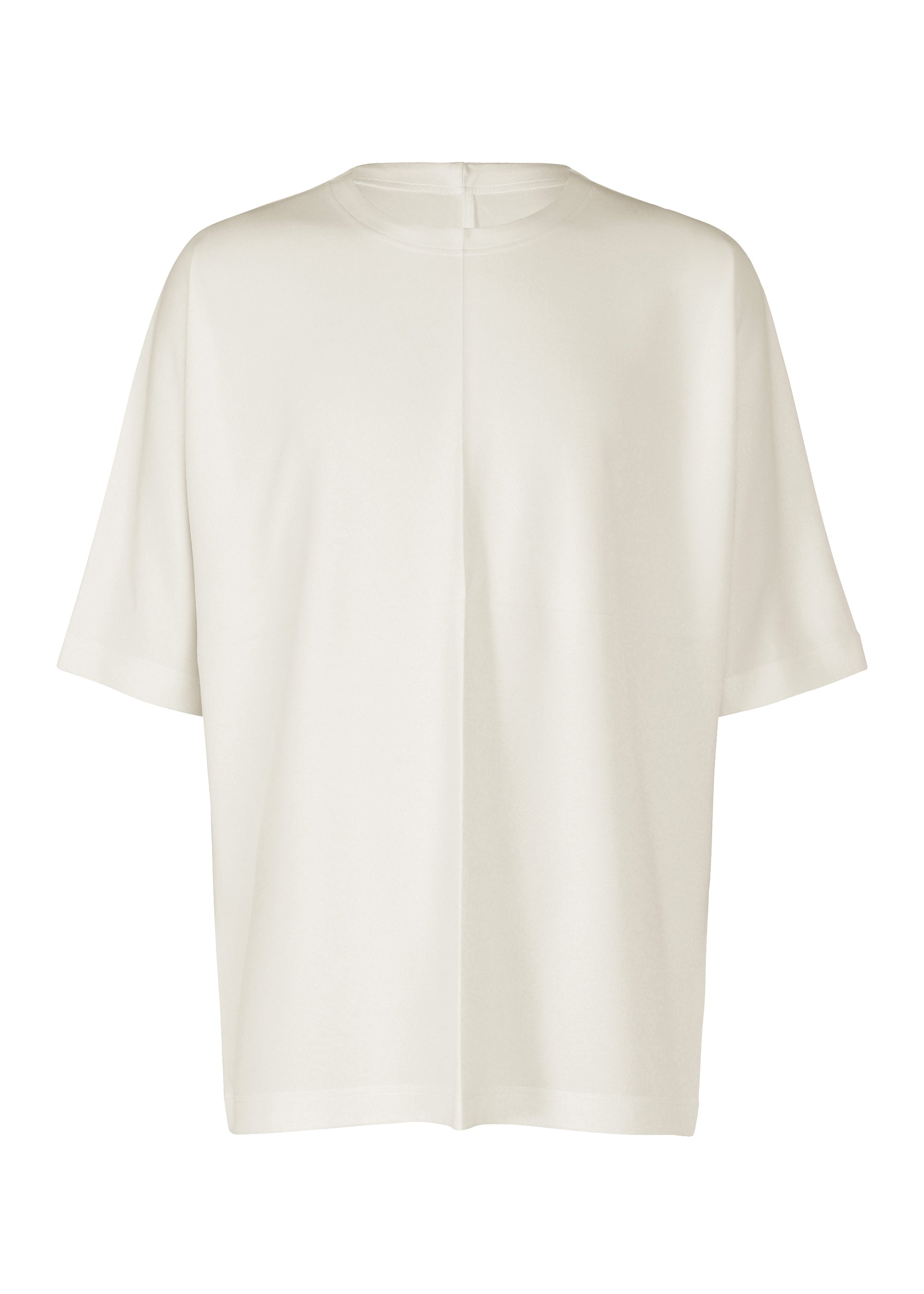Zoomed view The FLAT T by IM MEN is a short-sleeved, off-white jersey T-shirt with a round neckline, designed for easy care and shown on a white background.