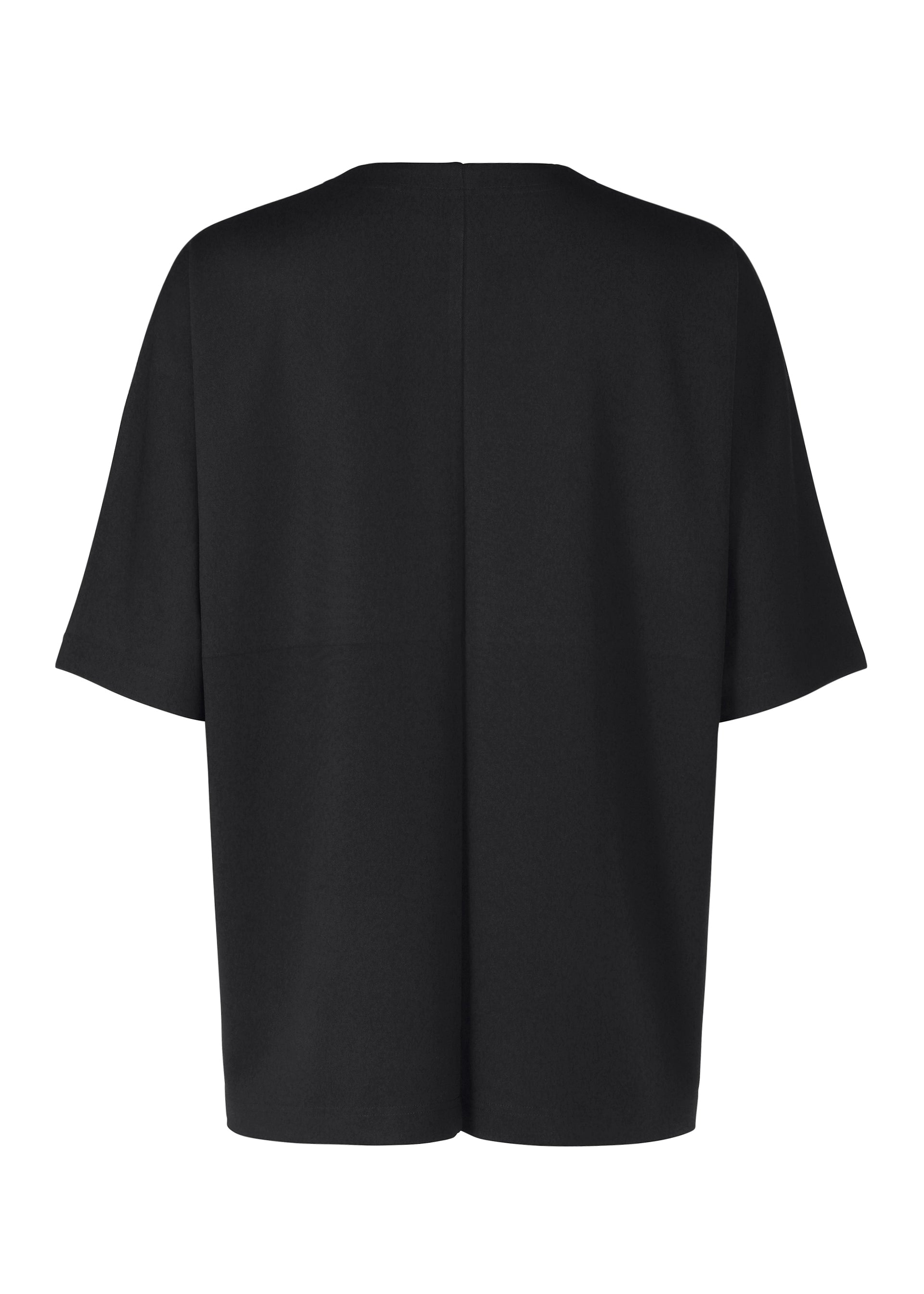 Zoomed view The IM MEN FLAT T is a plain black, loose-fit pressed T-shirt shown from the back, crafted from easy-care jersey with a straight hem for everyday comfort.