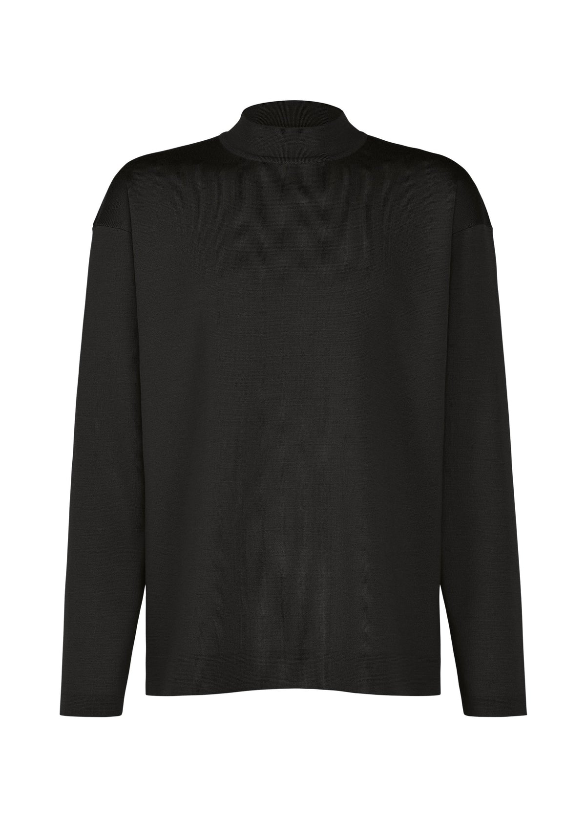 The MONO-MILANO by IM MEN is a relaxed-fit, plain black long-sleeve turtleneck sweater, crafted from washable, wrinkle-resistant wool and featured against a white background. view 1 of 6