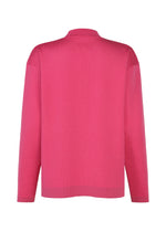 The MONO-MILANO by IM MEN is a plain, long-sleeved pullover sweater in bright pink, crafted from washable Milano ribbed wool, shown from the back against a white background.