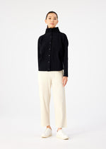 FINE KNIT PLEATS BLACK CARDIGAN