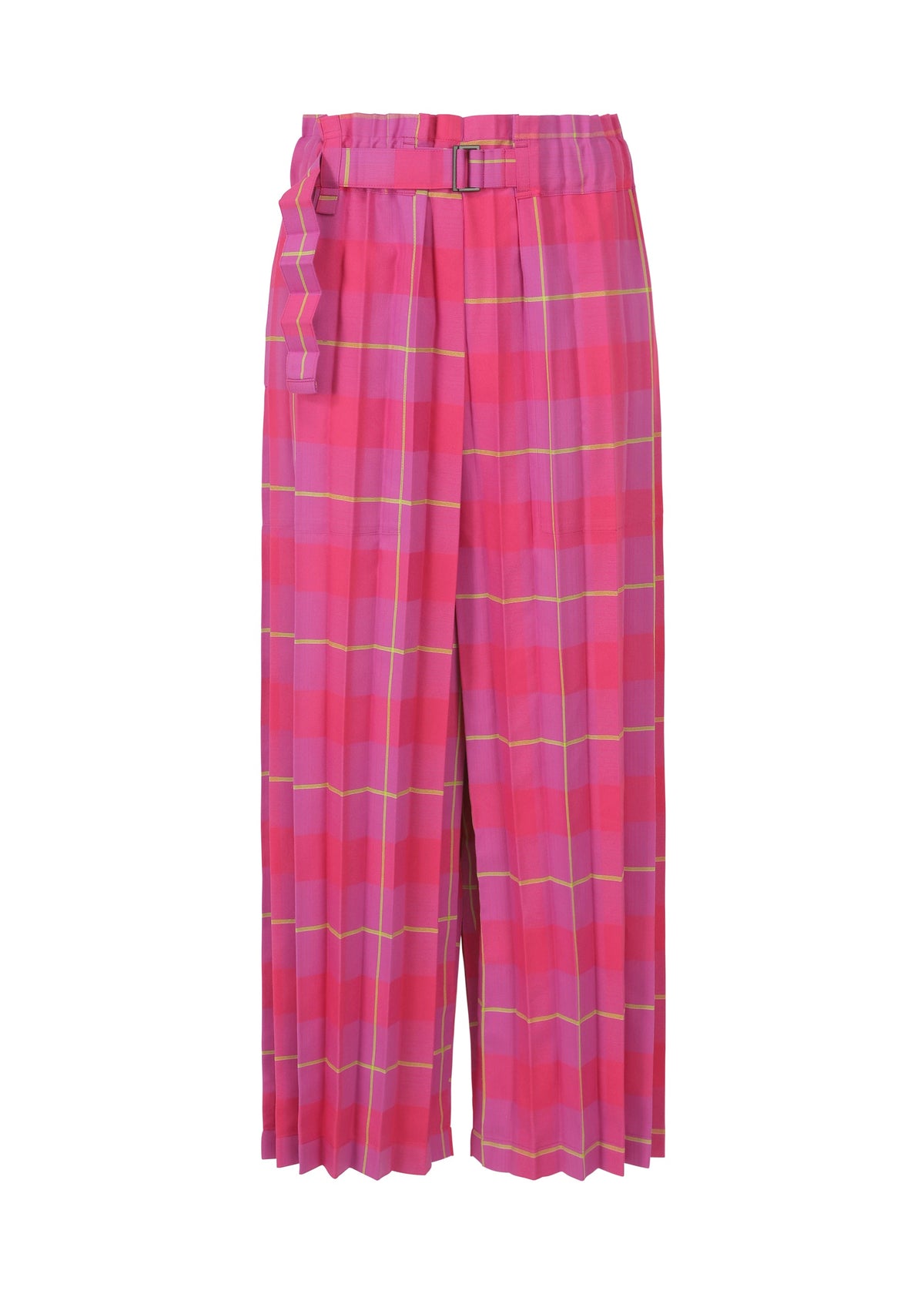 CHECK PLEATS BOTTOM, Women's Pants, Pink