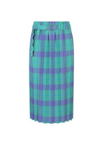 CHECK PLEATS BOTTOM, Women's Skirt, Blue