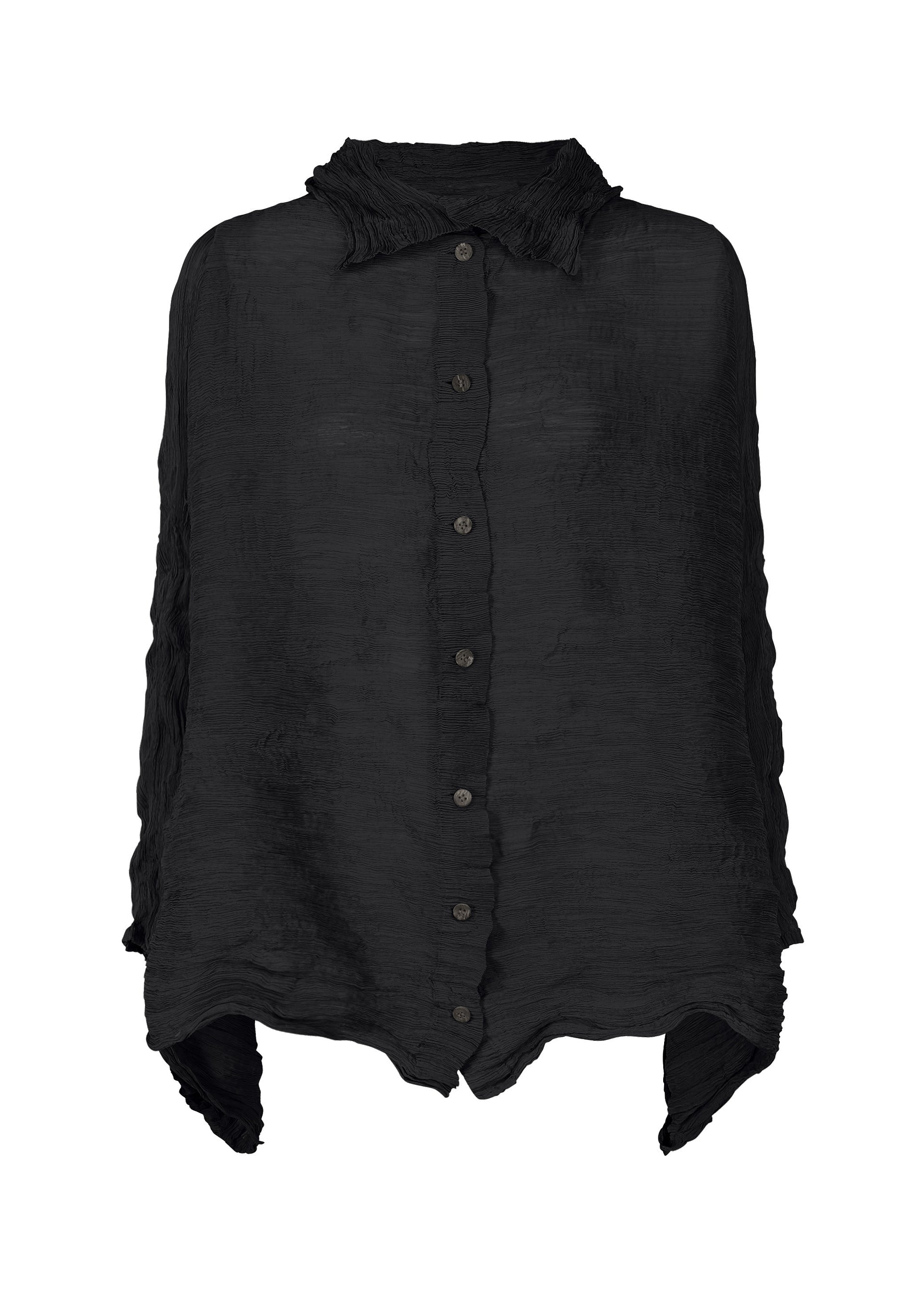 TWIST SEE-THROUGH CREPE, Women's Tops Cardigan, Black