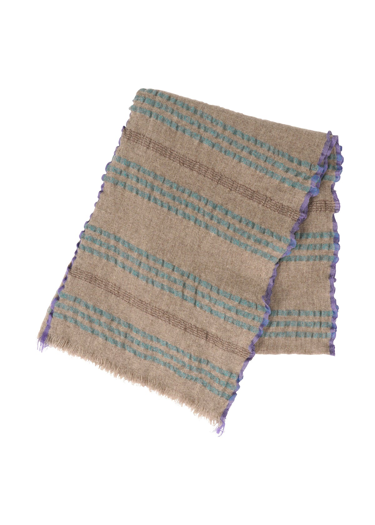 STRIPE SHRINK WOOL STOLE, Accessories & Others_Stole, Beige