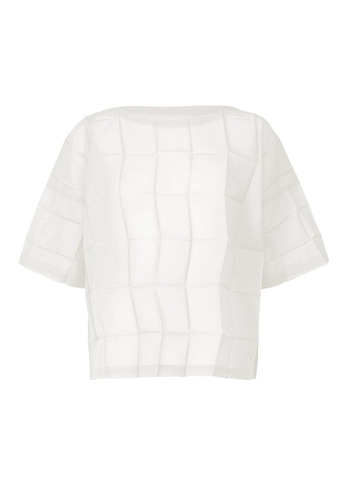 DICE PLEATS SHIRT, Women's Tops, White
