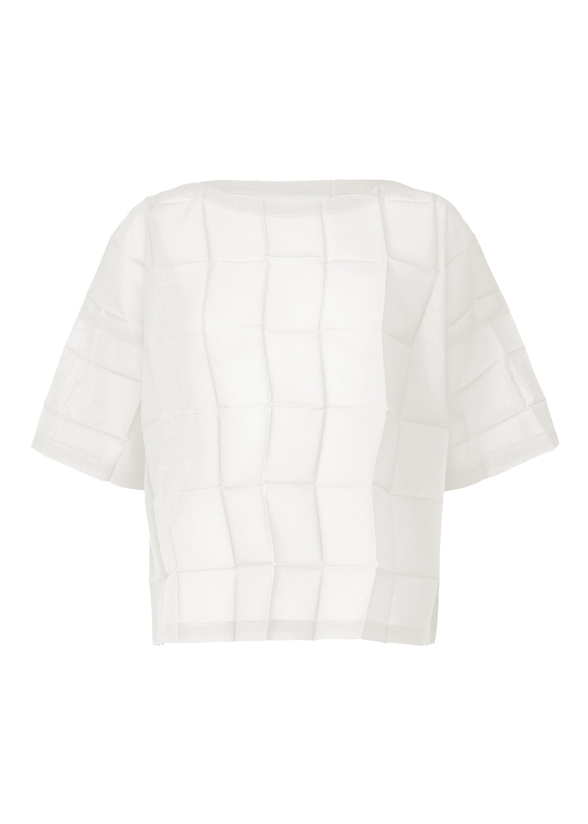 DICE PLEATS SHIRT, Women's Tops, White