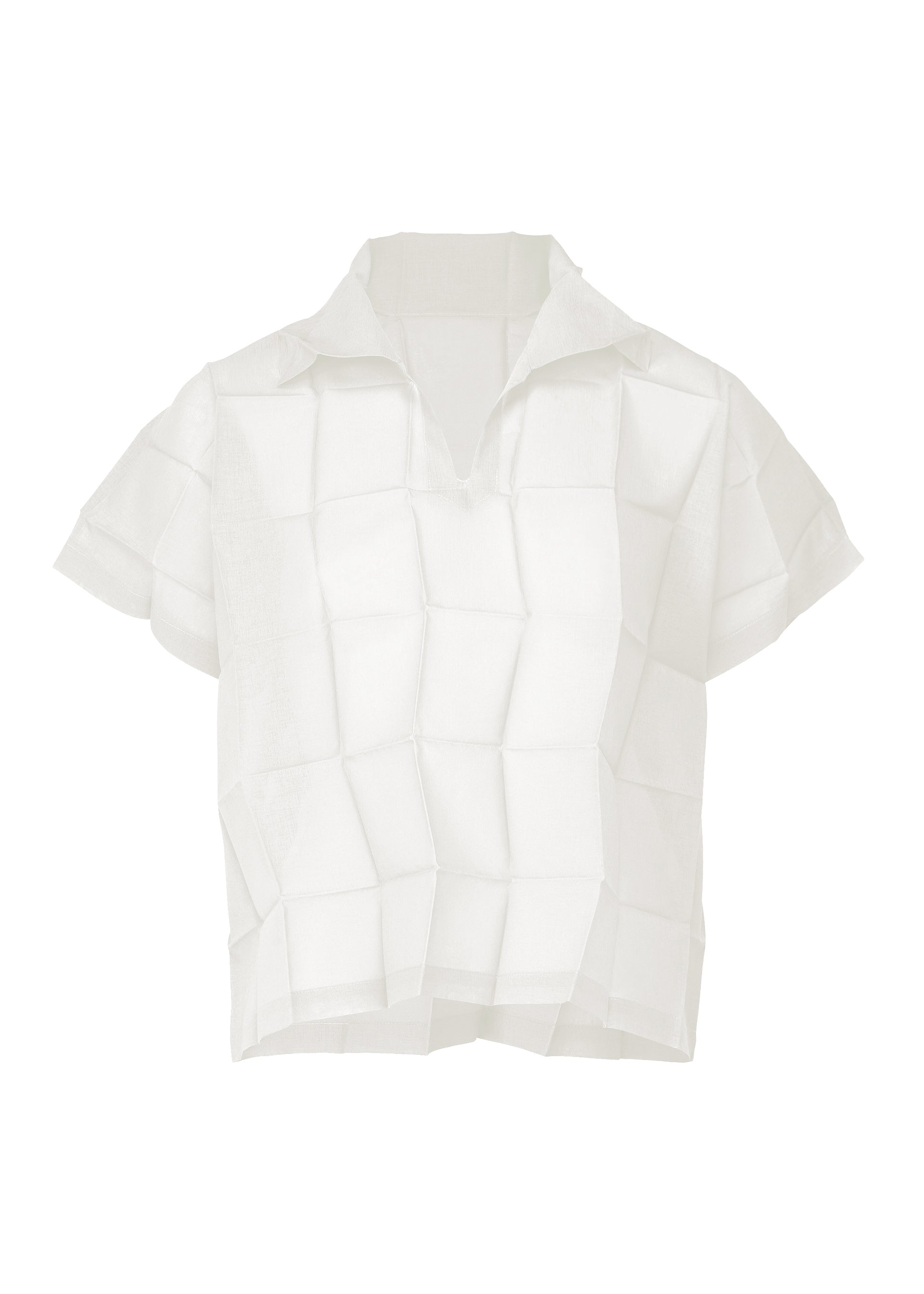 DICE PLEATS SHIRT, Women's Tops, White