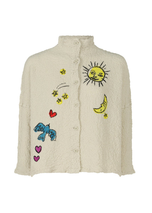 GOOD DAY EVERYDAY PRINT CAULIFLOWER, Women's Tops Cardigan, White