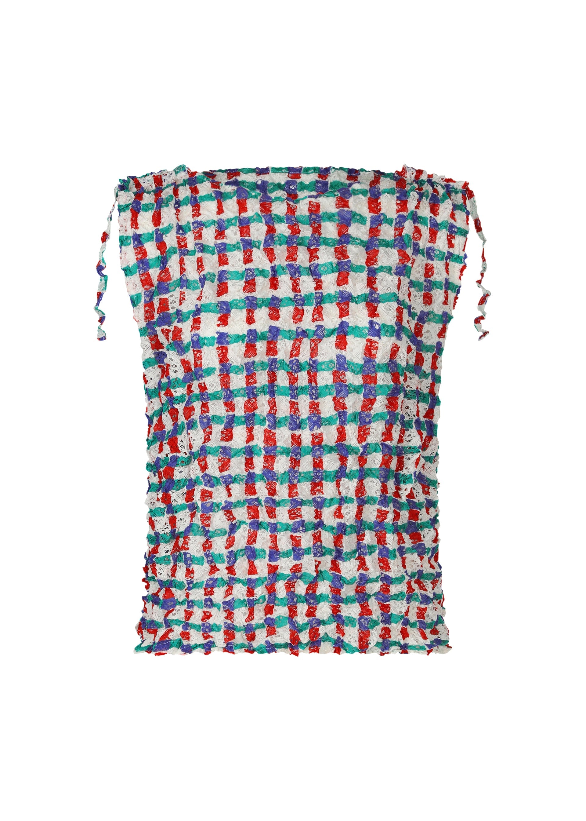 DRAWING CHECK LACE MERINGUE, Women's Tops, White