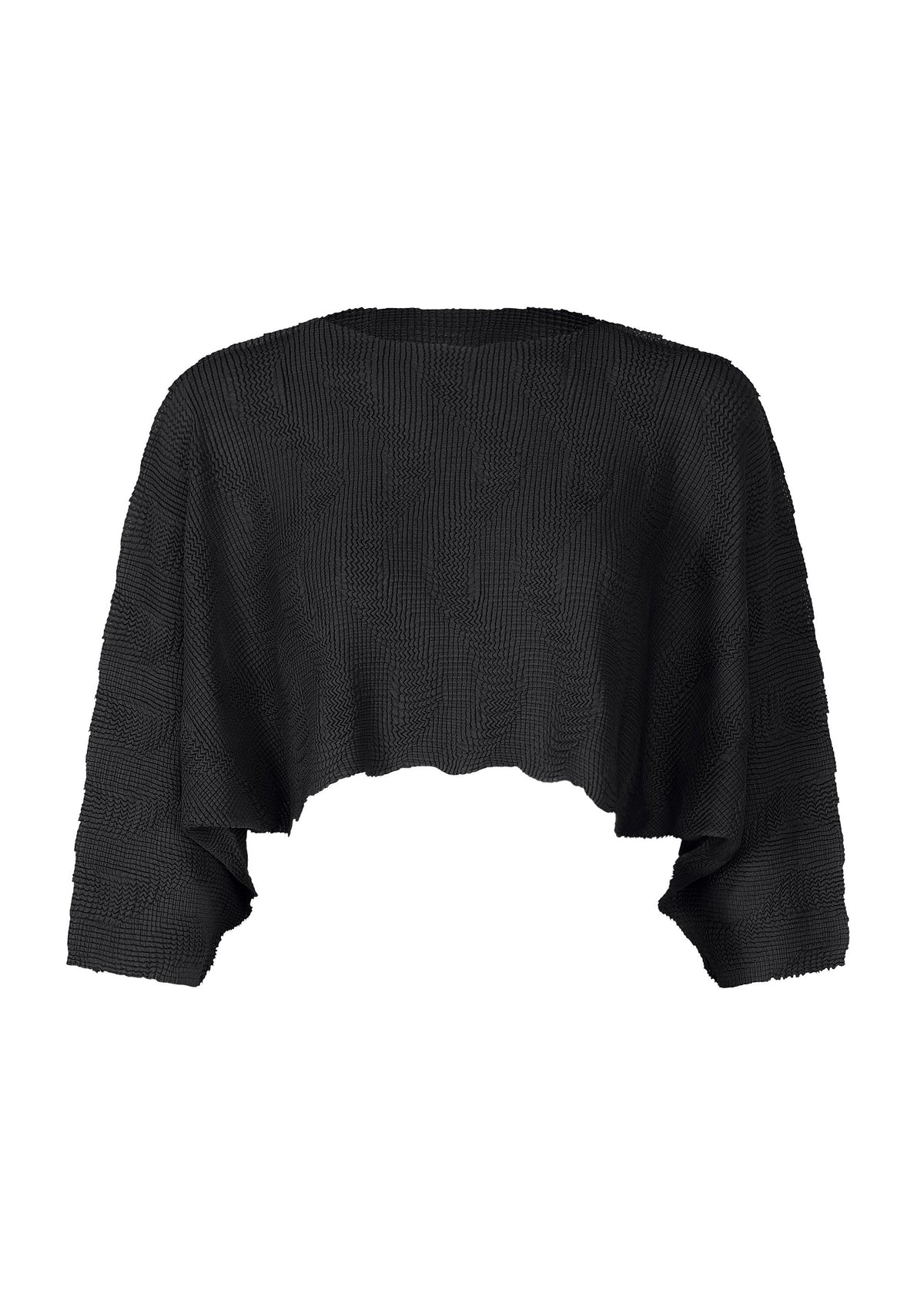 WAVE KNIT STRETCH PLEATS, Women's Tops, Black