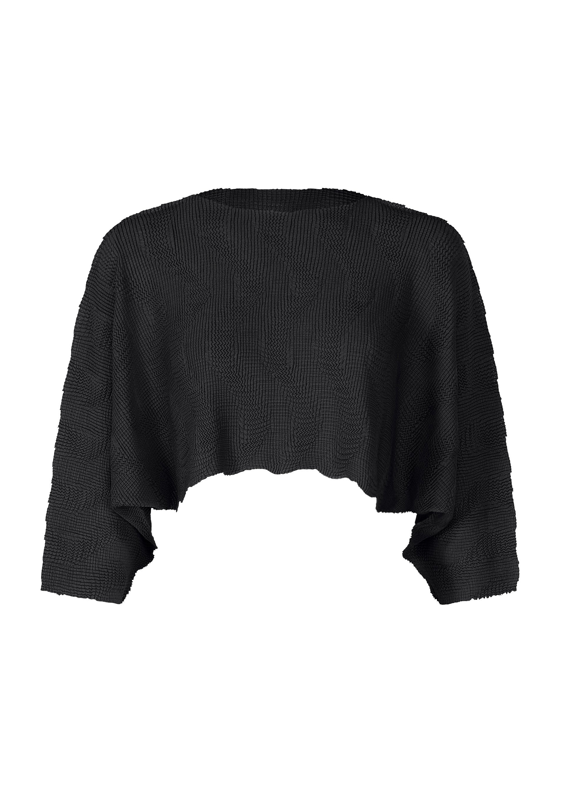 WAVE KNIT STRETCH PLEATS, Women's Tops, Black
