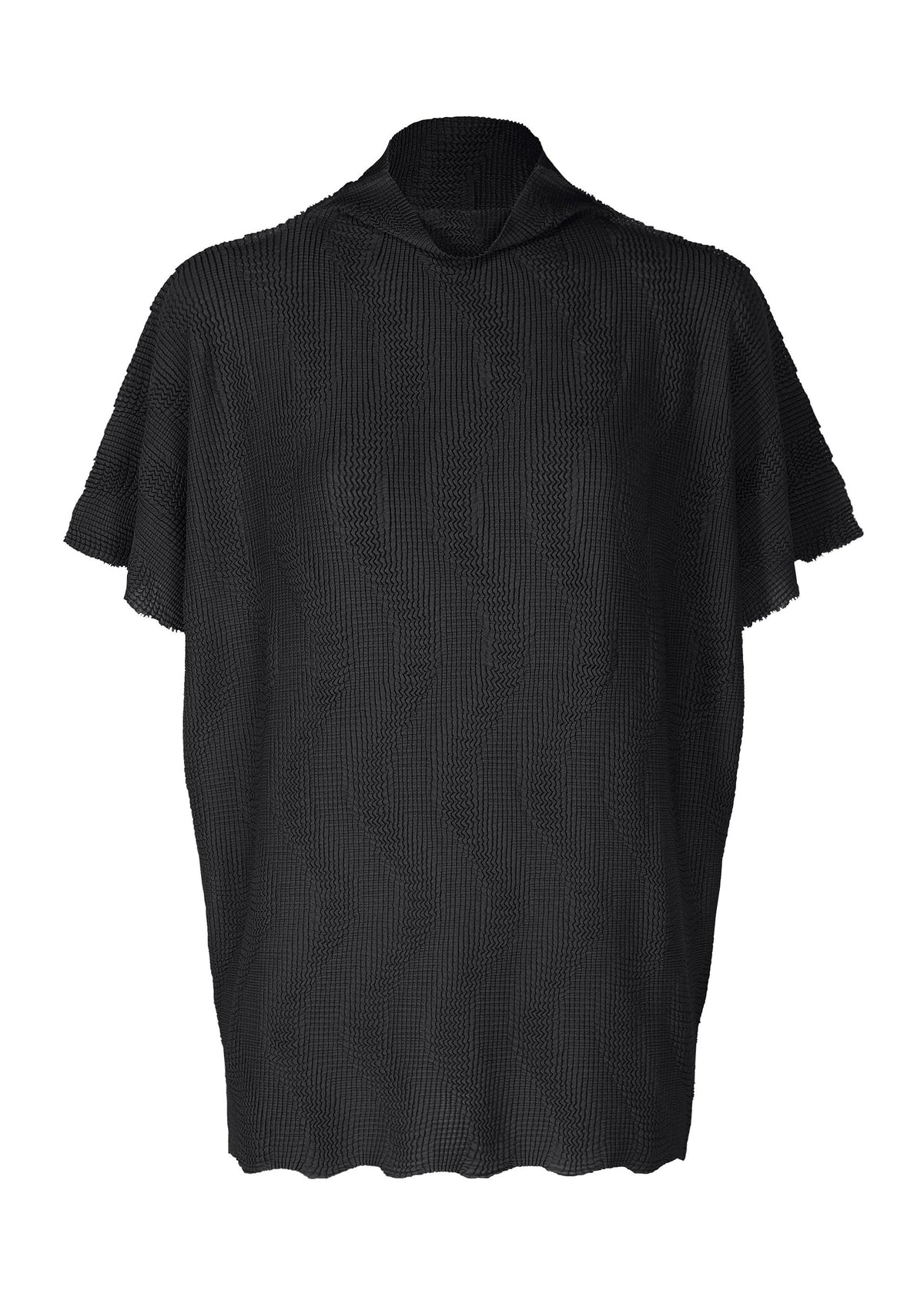 WAVE KNIT STRETCH PLEATS, Women's Tops, Black