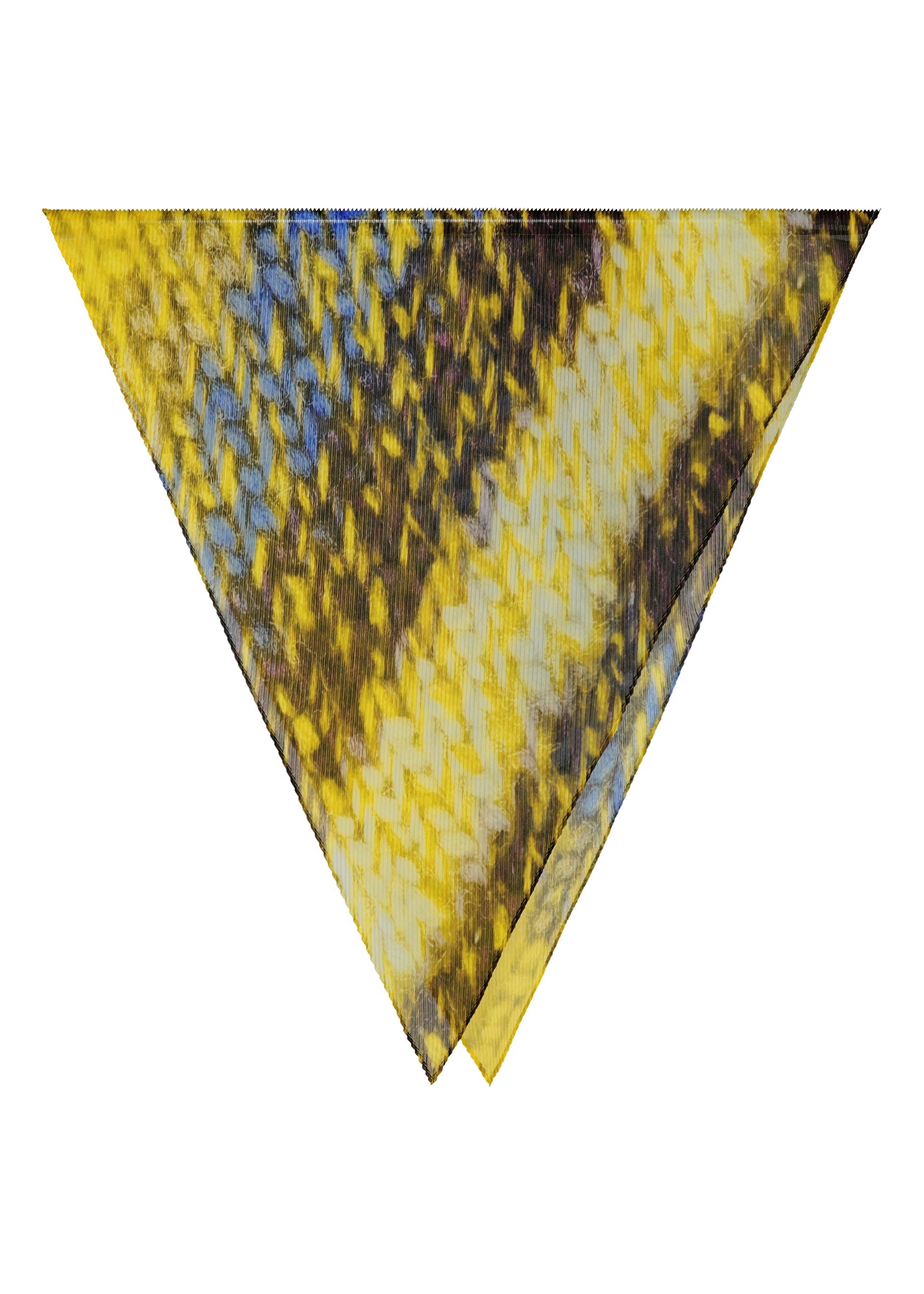 Zoomed view MIX YARN KNIT PLEATS STOLE - YELLOW-HUED （no.59）