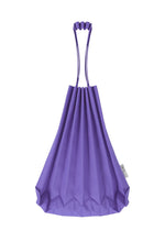 The TRUNK PLEATS BAG 12 by me ISSEY MIYAKE is a purple mini tote with two matching handles and a small white side tag, shown against a white background.