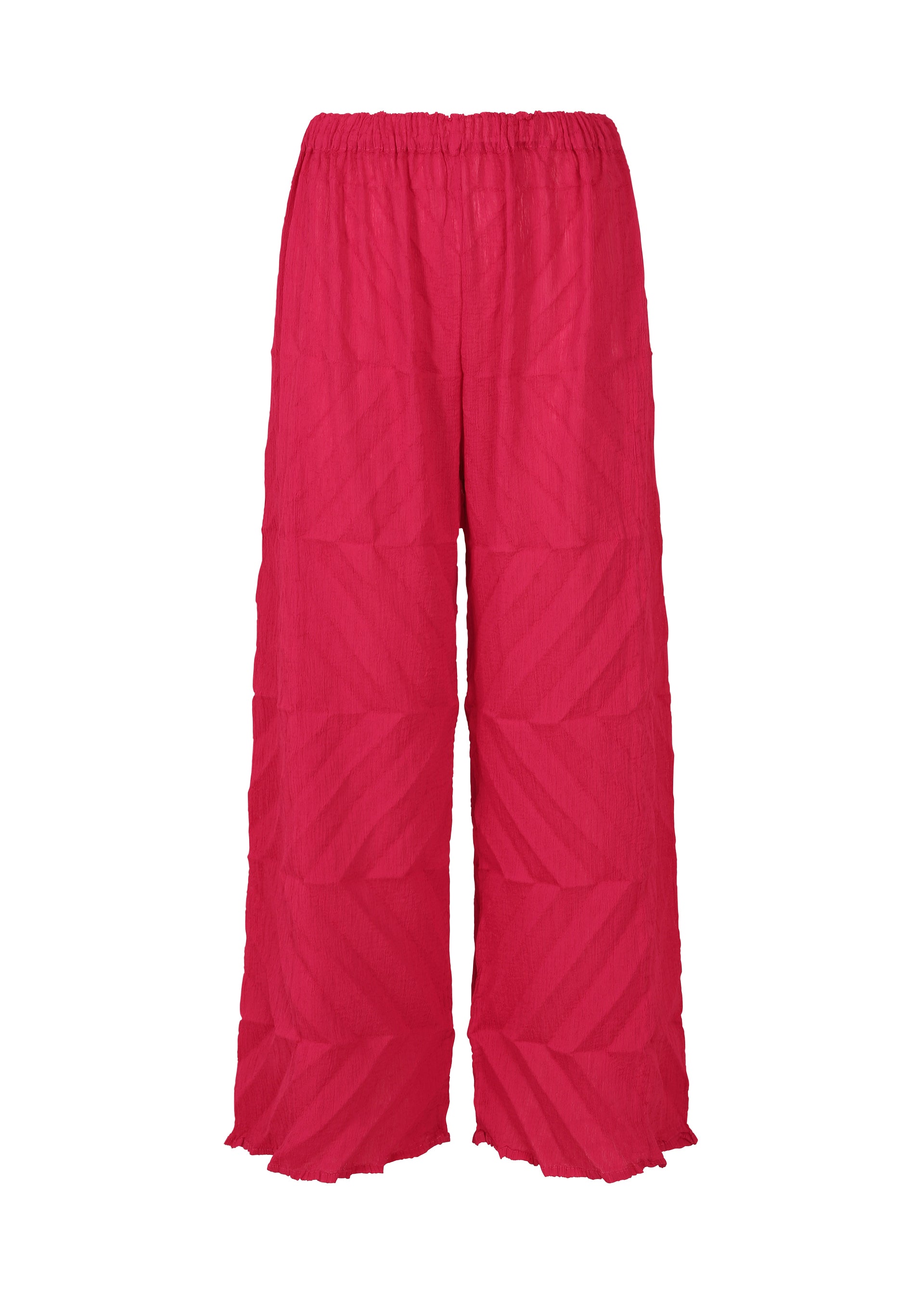 ISSEY MIYAKE◆半袖カットソー/M/ヘンプ/RED/無地/IM74-FJ563 ISSEY MIYAKE(イッセイミヤケ) / 半袖カットソー/M/ヘンプ/RED