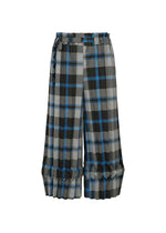 TARTAN CHECK PLEATS, Women's Pants, Gray - GRAY-HUED （no.17）