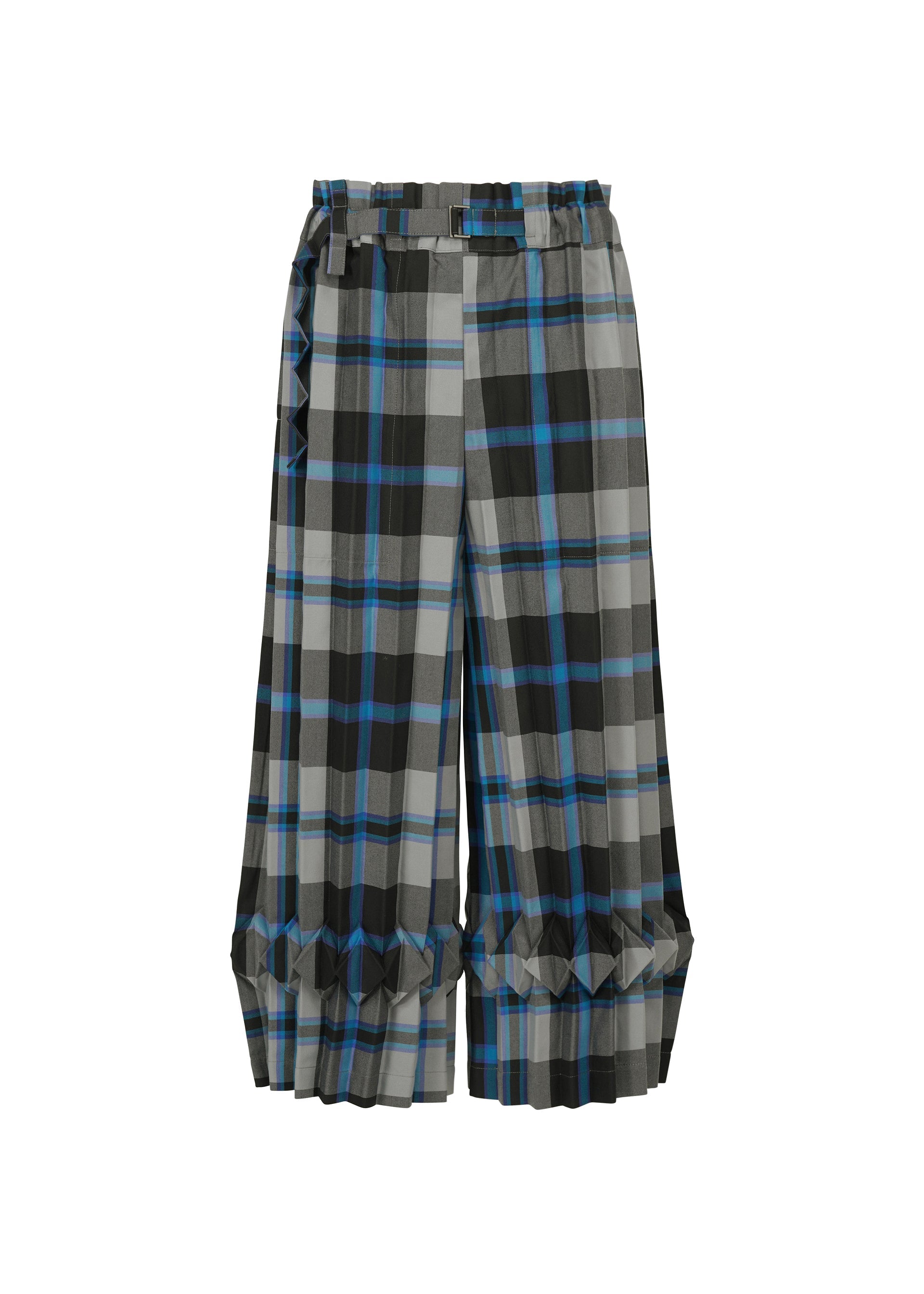 Zoomed view TARTAN CHECK PLEATS, Women's Pants, Gray - GRAY-HUED （no.17）