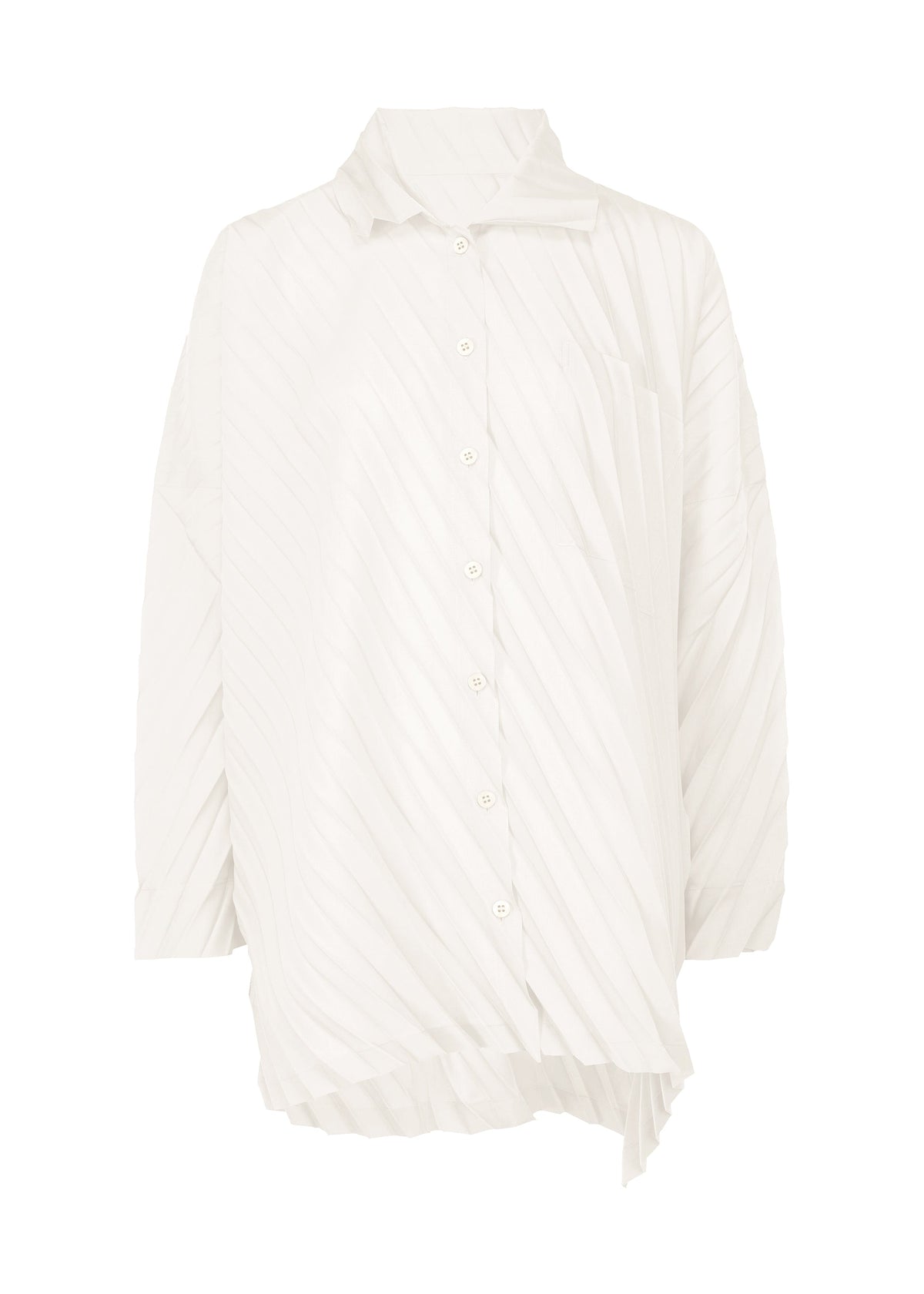 ANGLE PLEATS SHIRT, Women's Tops, White