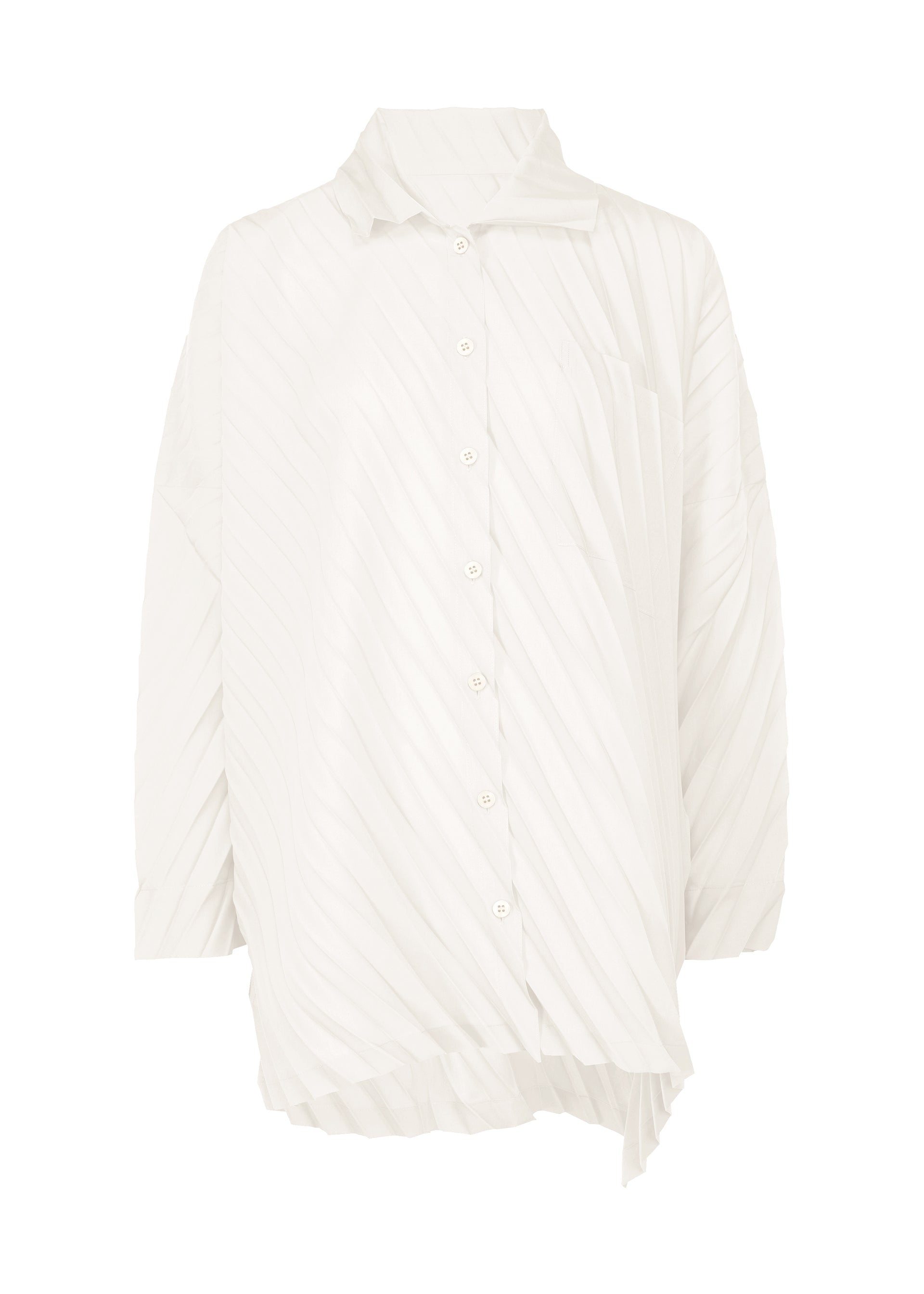 ANGLE PLEATS SHIRT, Women's Tops, White