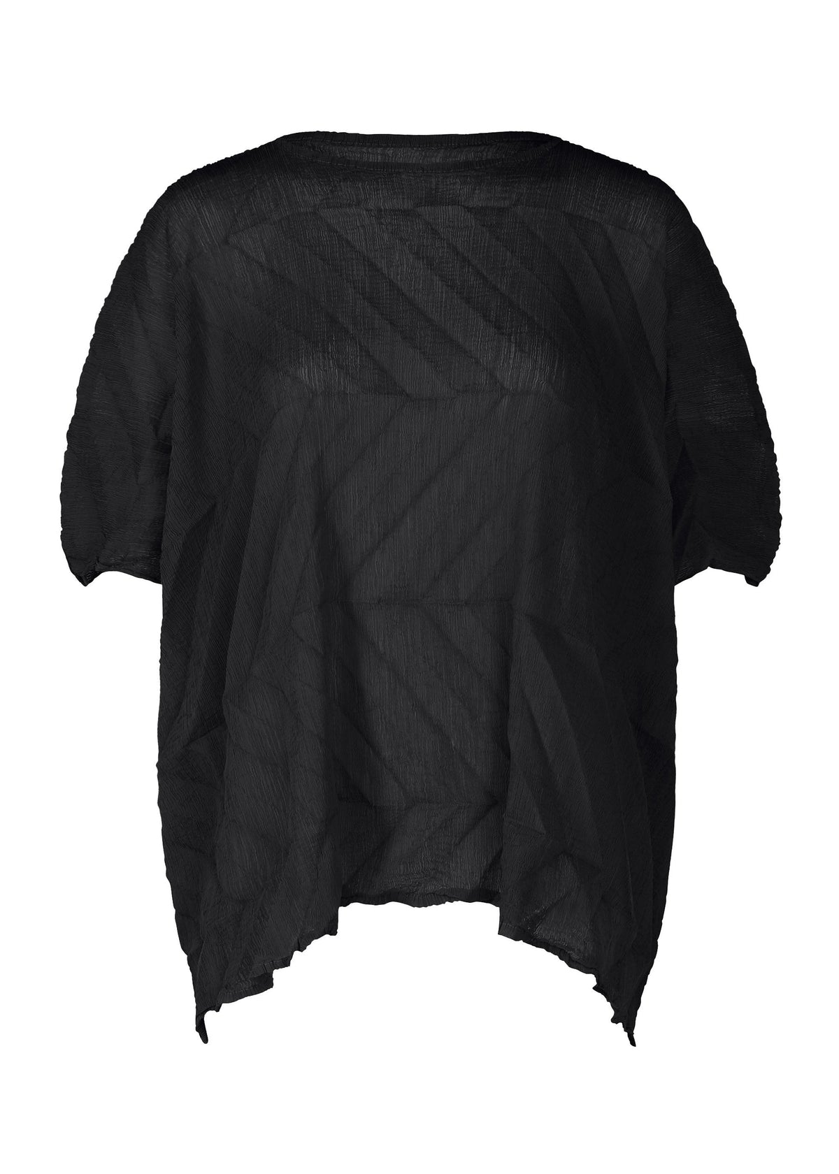 ZIG ZAG See-Through Crepe, Women's Top, Black