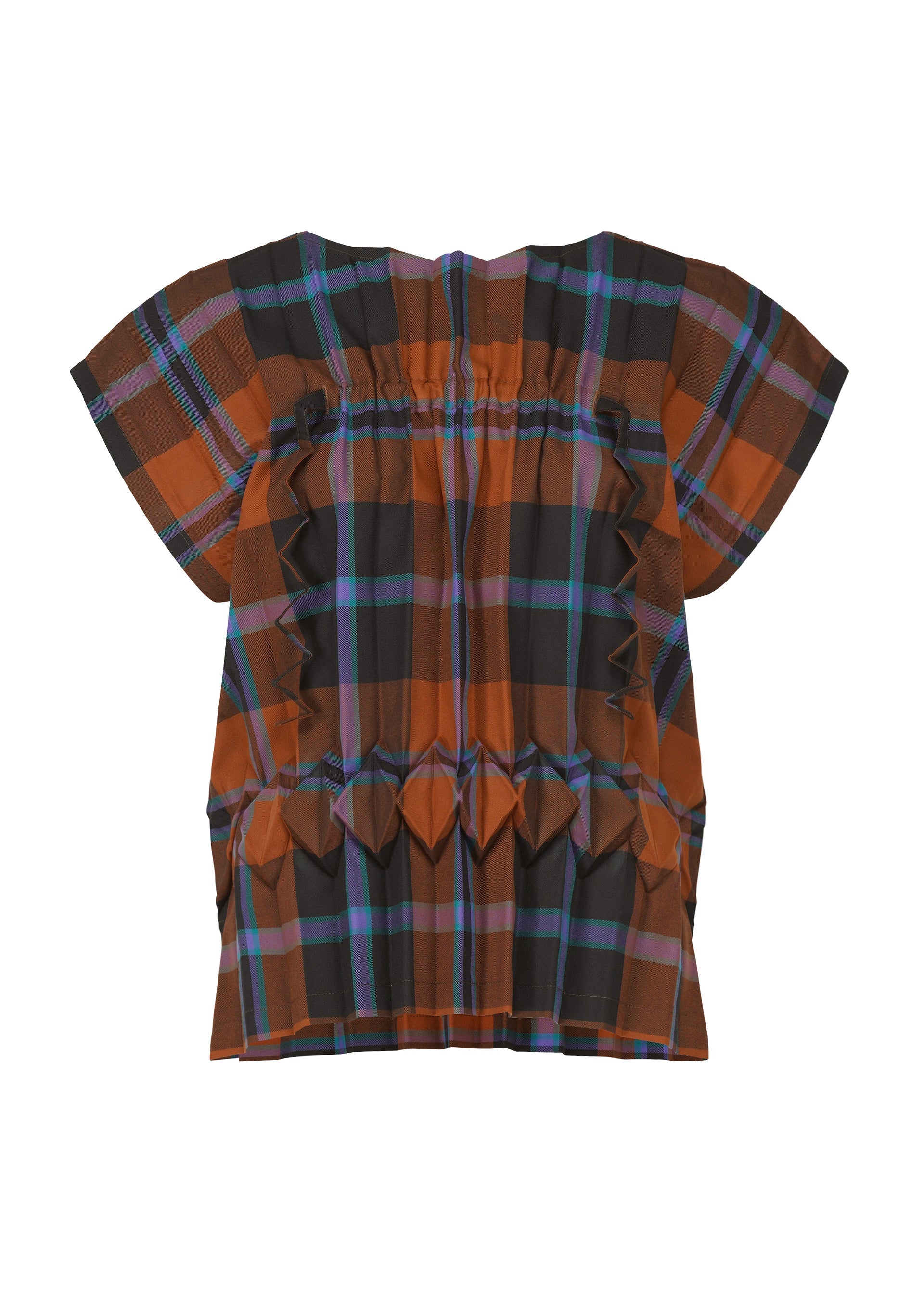 Zoomed view TARTAN CHECK PLEATS - ORANGE-HUED （no.39）