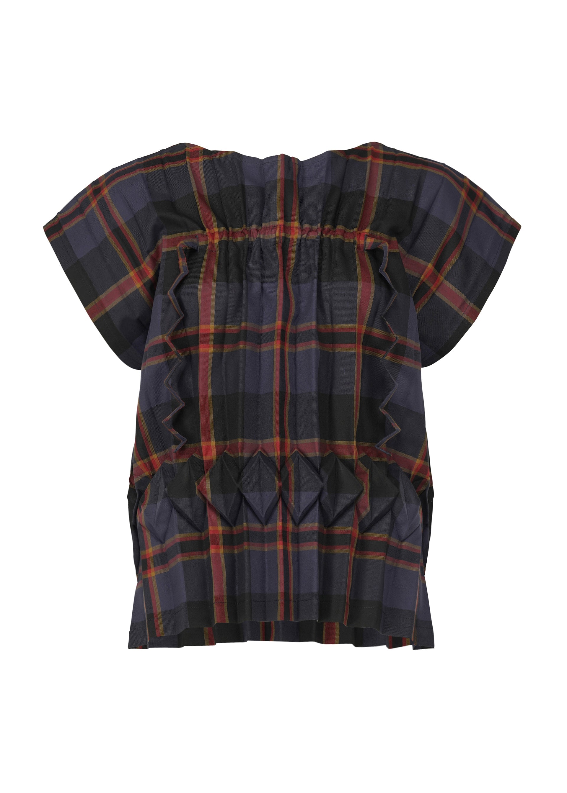 Zoomed view TARTAN CHECK PLEATS - NAVY-HUED （no.97）