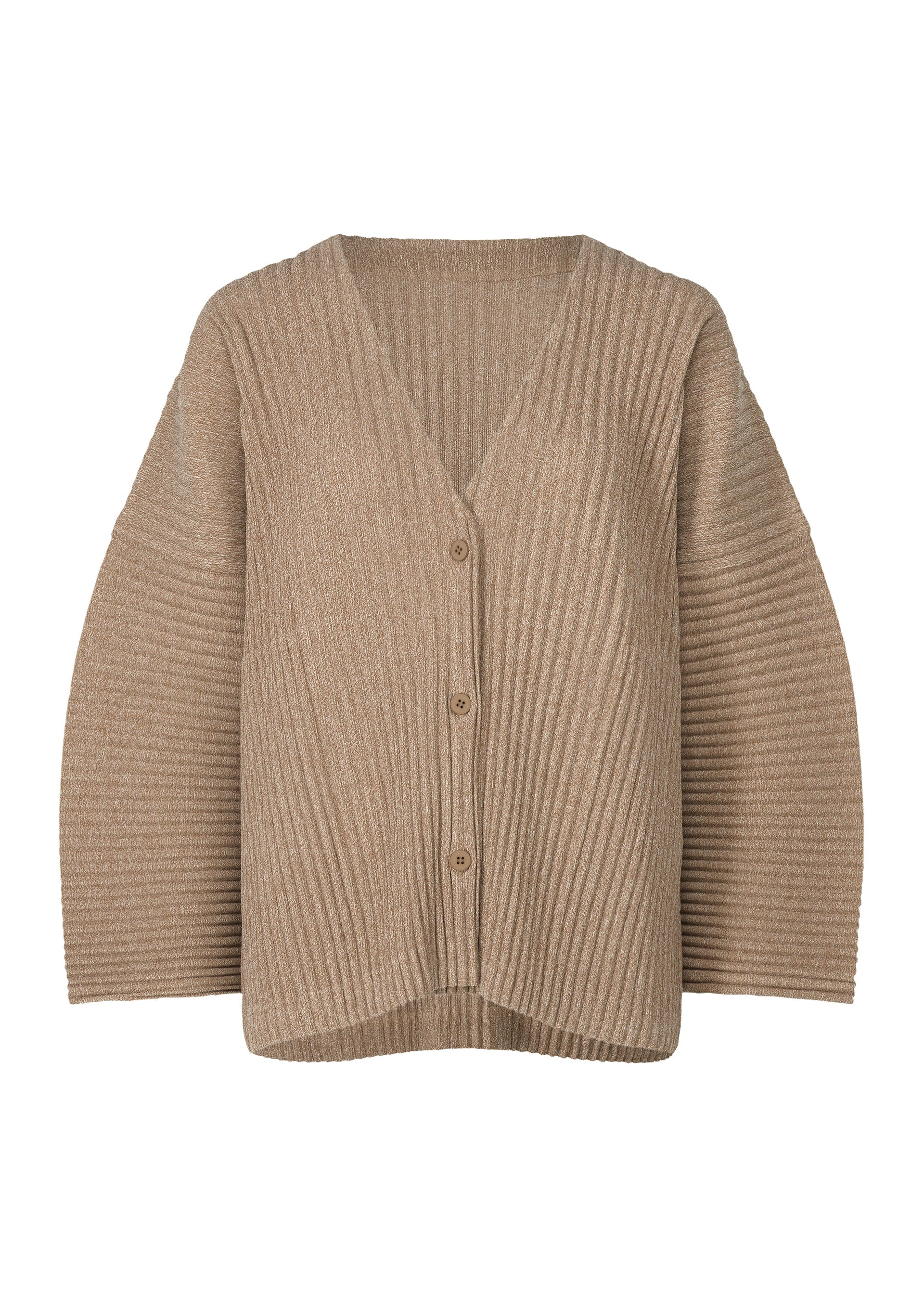 Zoomed view CORDUROY PLEATS, Women's Cardigan, Beige - TAUPE-HUED （no.16）