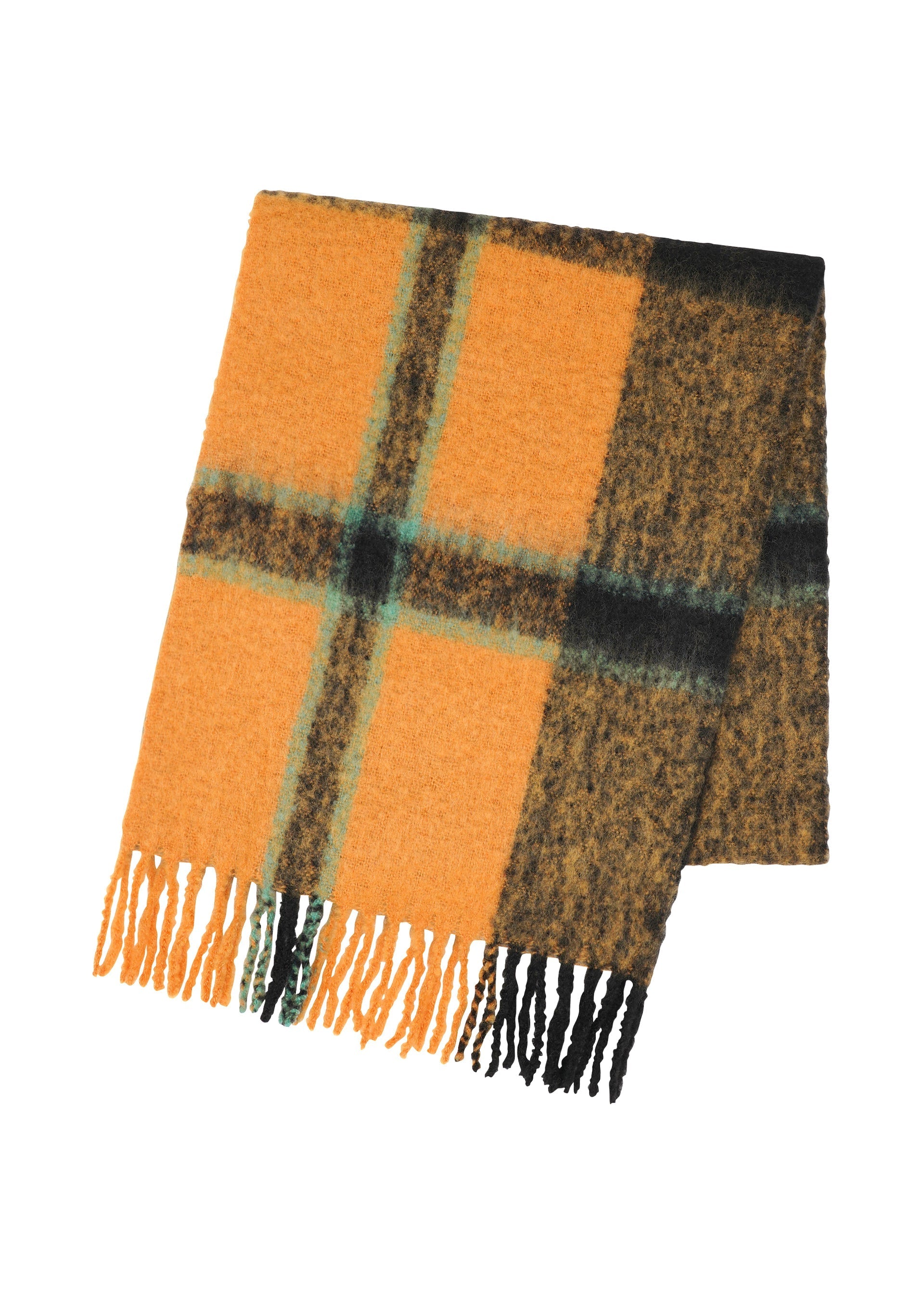 Zoomed view TARTAN CHECK WOOL STOLE, Accessories & Other_Stole, Yellow - YELLOW-HUED （no.59）