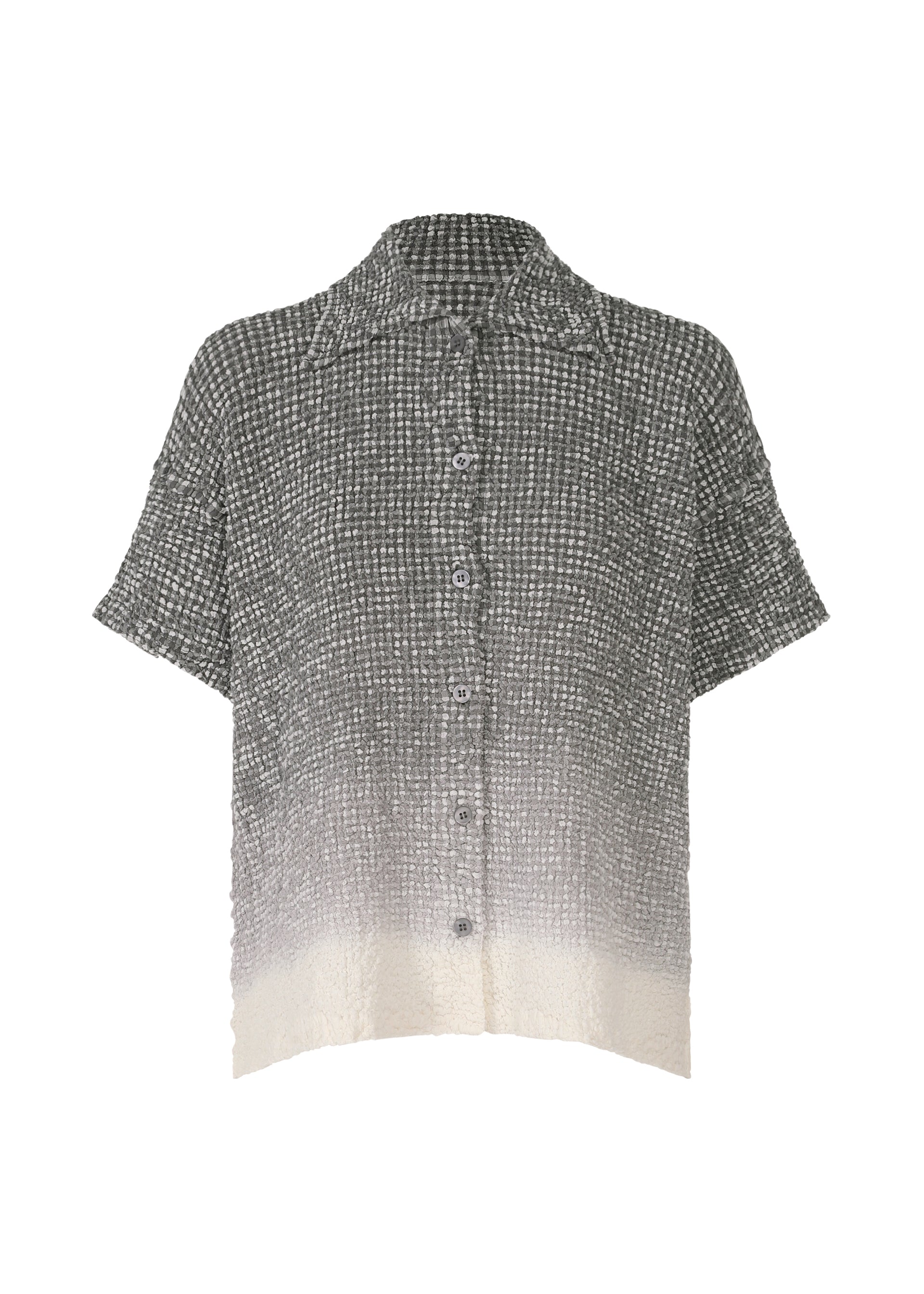 GRADATION GINGHAM CHECK CAULIFLOWER, WOMEN'S TOPS, GREY