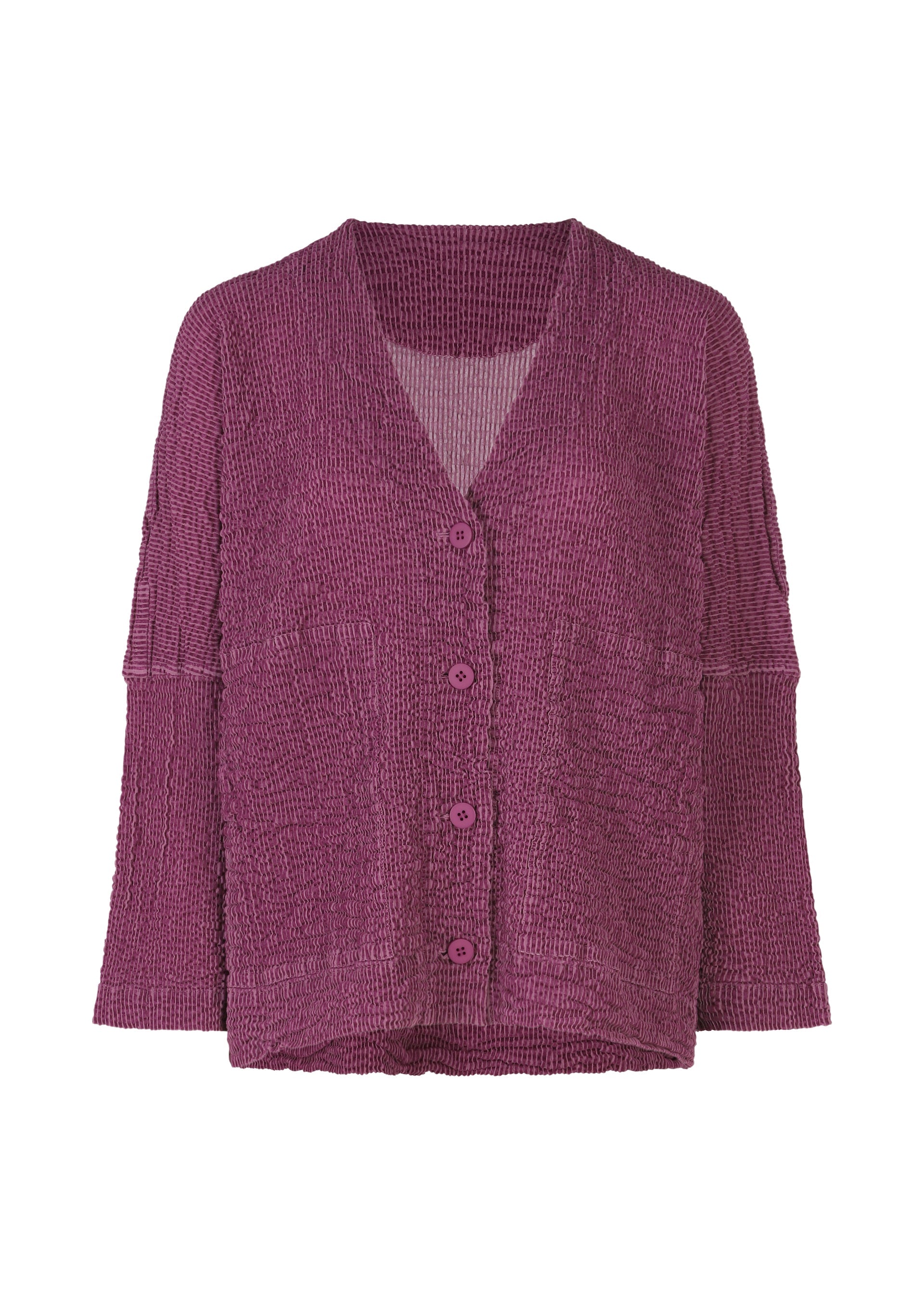 Zoomed view STRIPE FLOCKY CAULIFLOWER, Women's Cardigan, Purple - SMOKY ROSE-HUED （no.27）