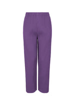 SWING PLEATS straight-leg, high-waisted purple knit pants by me ISSEY MIYAKE feature pleats and a ribbed texture, displayed against a plain white background. - PURPLE （no.81）