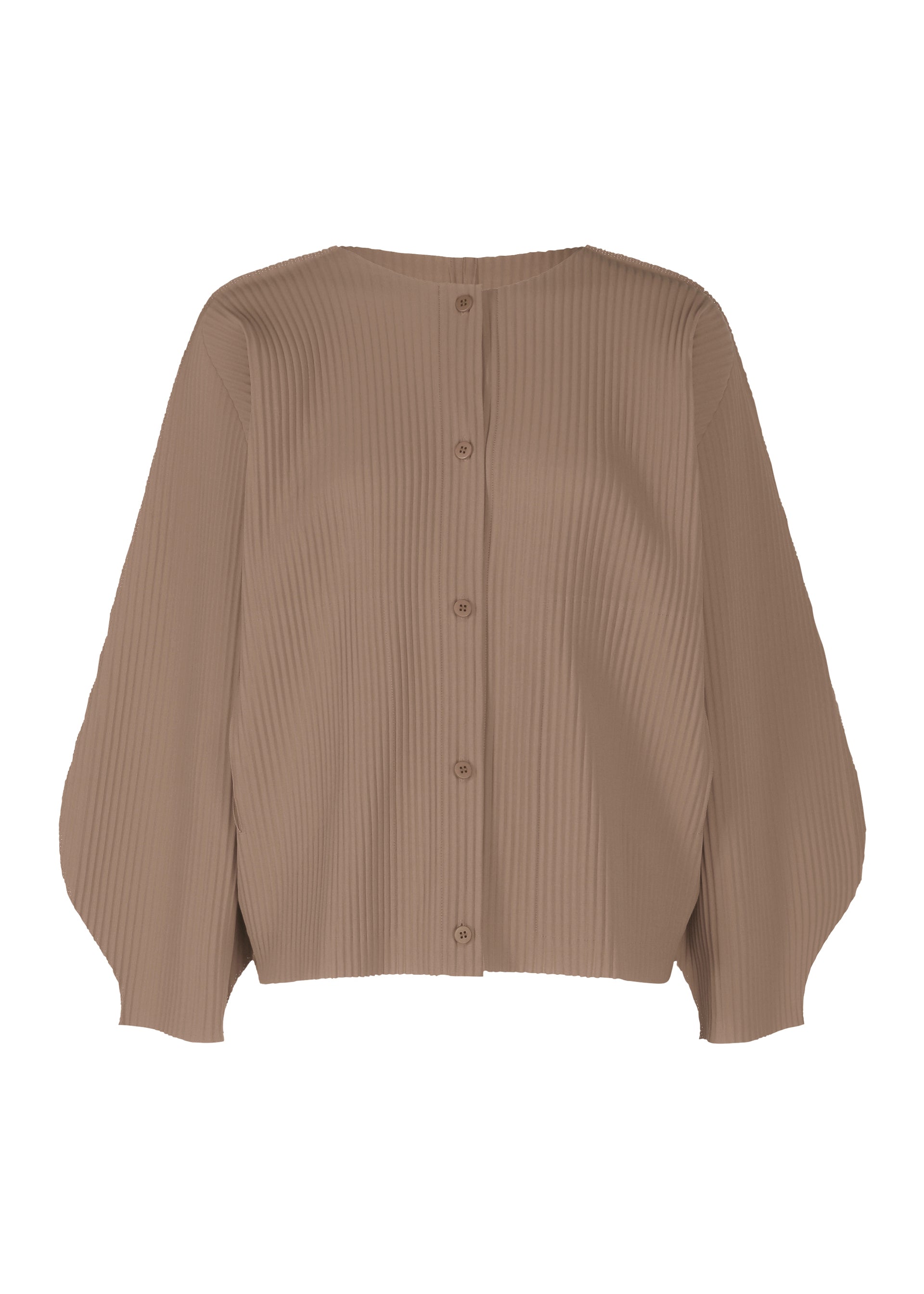 Zoomed view ROUND PLEATS, Women's Cardigan, Brown - TAUPE （no.13）