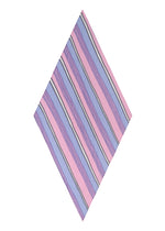 The SHIRT STRIPE PLEATS STOLE by me ISSEY MIYAKE features invigorating pastel pink, blue, purple, and white diagonal stripes of varying width on a pleated square cloth, creating a fresh patterned look.