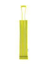 A vivid yellow, accordion-style TRUNK PLEATS BAG 12 by me ISSEY MIYAKE, featuring two distinctive looped handles and showcased upright against a white background. - LIME YELLOW （no.51）